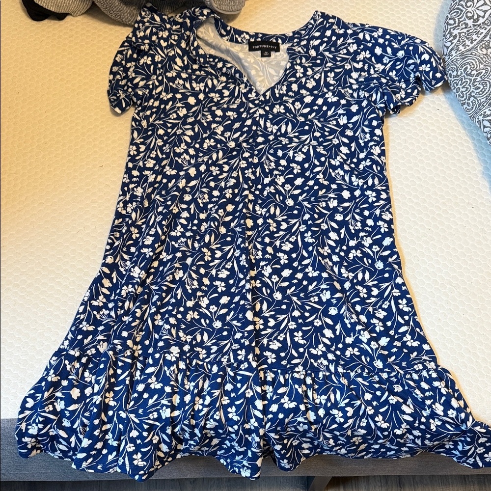 Elegant Blue and White Floral Blouse